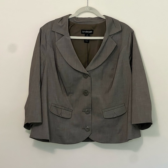 Lane Bryant Elbow-Length Suit Set | Taupe - Picture 2 of 16
